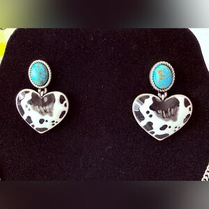 Wrangler Montana West Heart Pendant Necklace with Turquoise Accent Earrings NEW